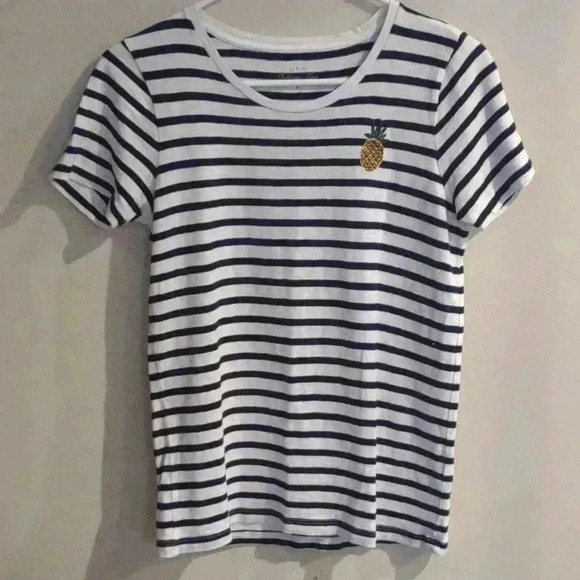 J. Crew women's collector tee navy/white stripe size small - Picture 1 of 5